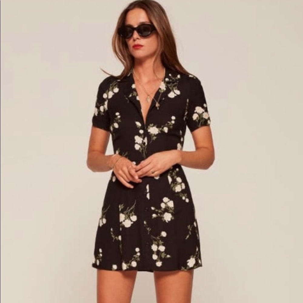 Reformation Brittany Dress in Floral Black, Size 4